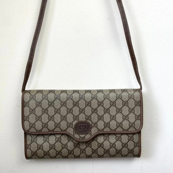 Vintage Gucci GG‎ Monogram Clutch Crossbody Flap Detachable Shoulder Strap Bag - Picture 1 of 13